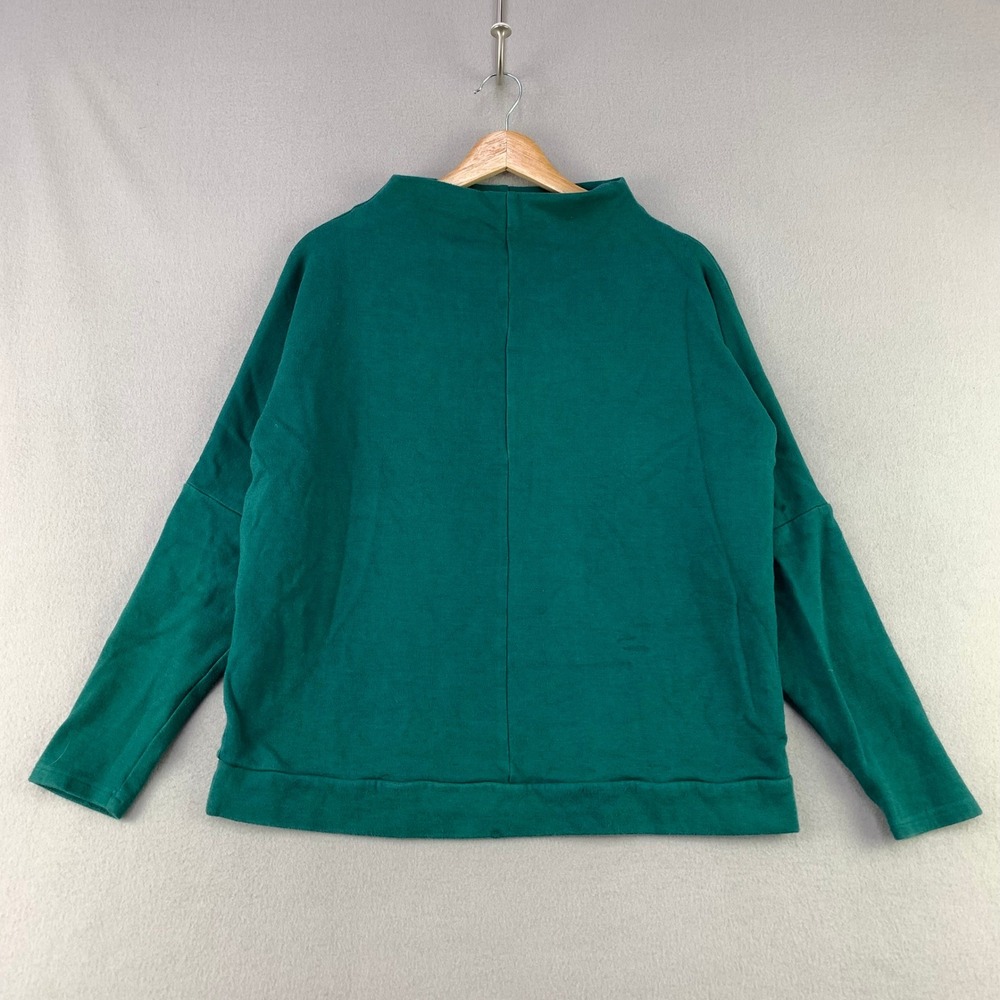 YALA Brushed Sweatshirt Women L/XL Green Mock Neck Organic Cotton Bamboo